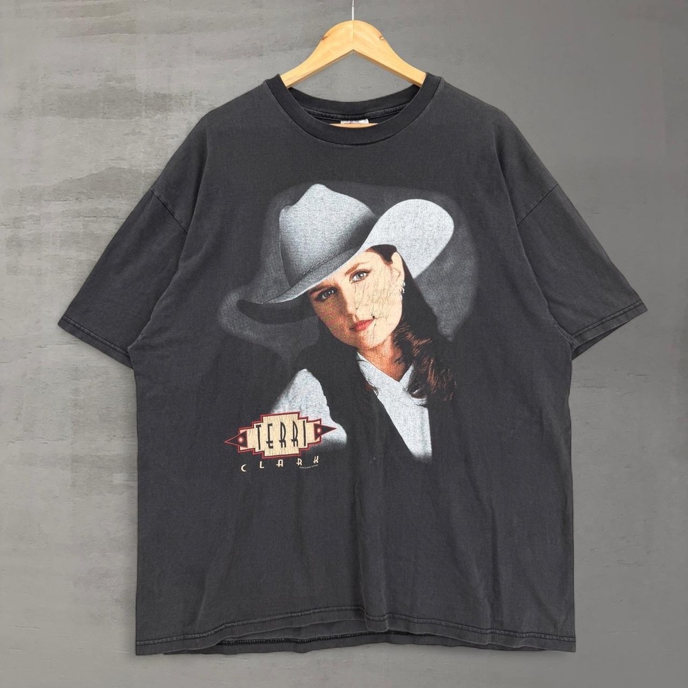 Vintage Terri Clark Graphic Band Shirt Black Faded 90s Country Music Tour XXL